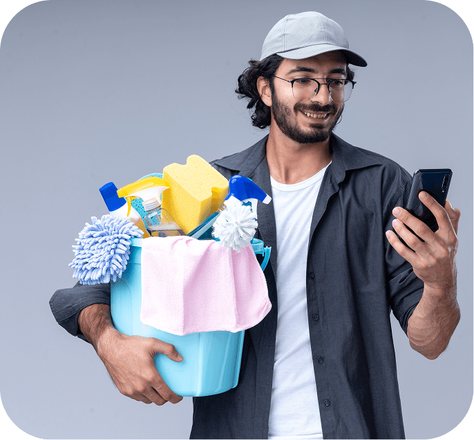 Electrician using phone